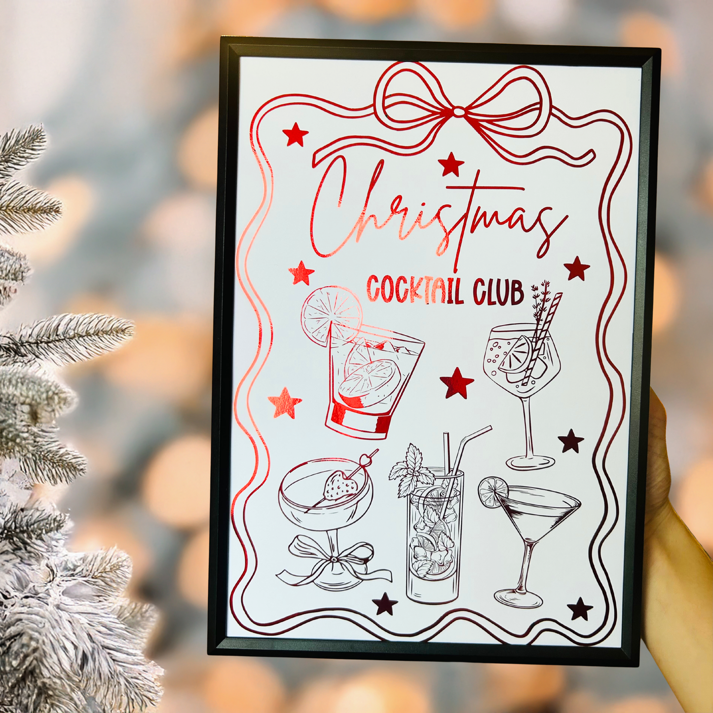 Christmas Cocktail Foiled Print