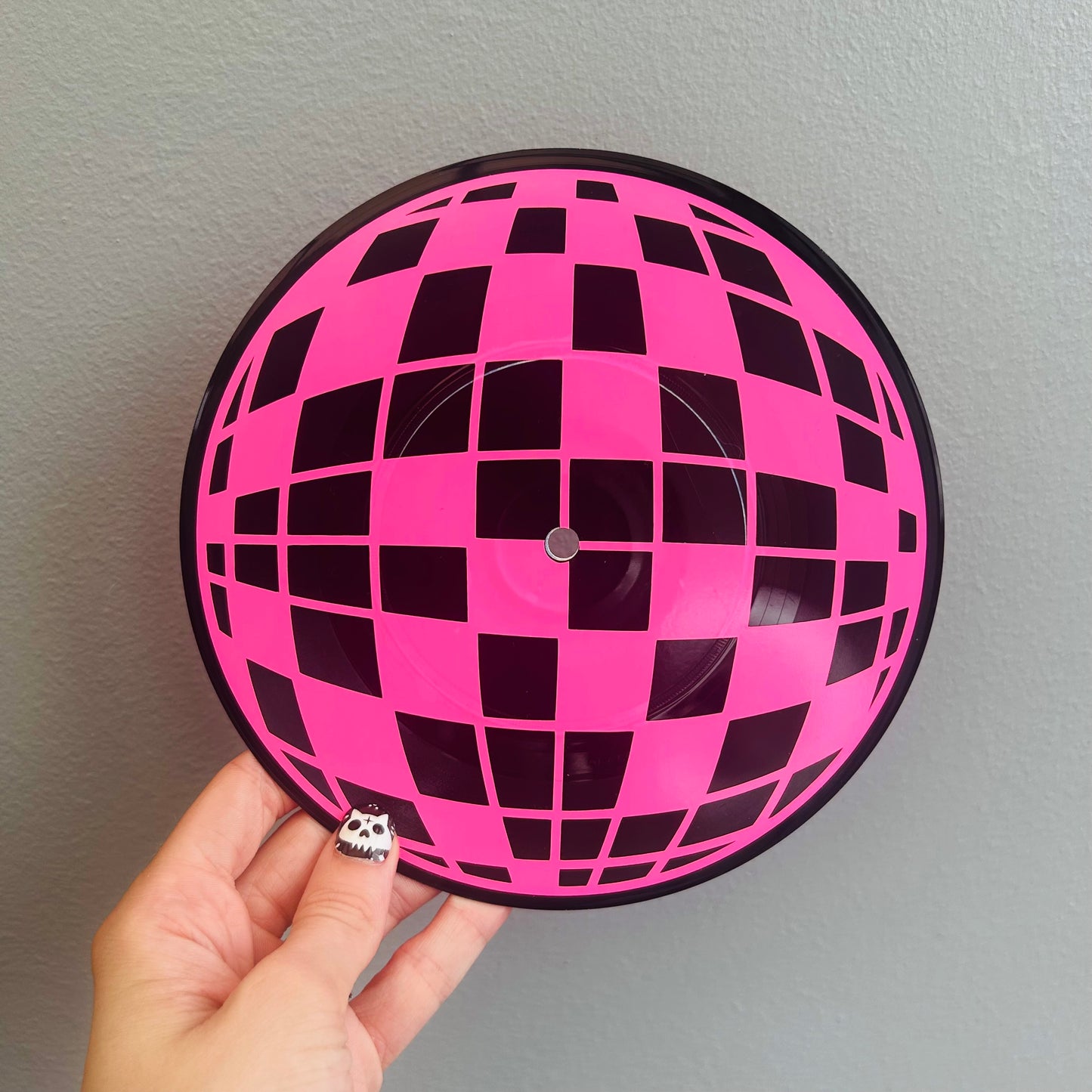 Hot Pink Disco Ball- Vinyl Record Wall Hanging