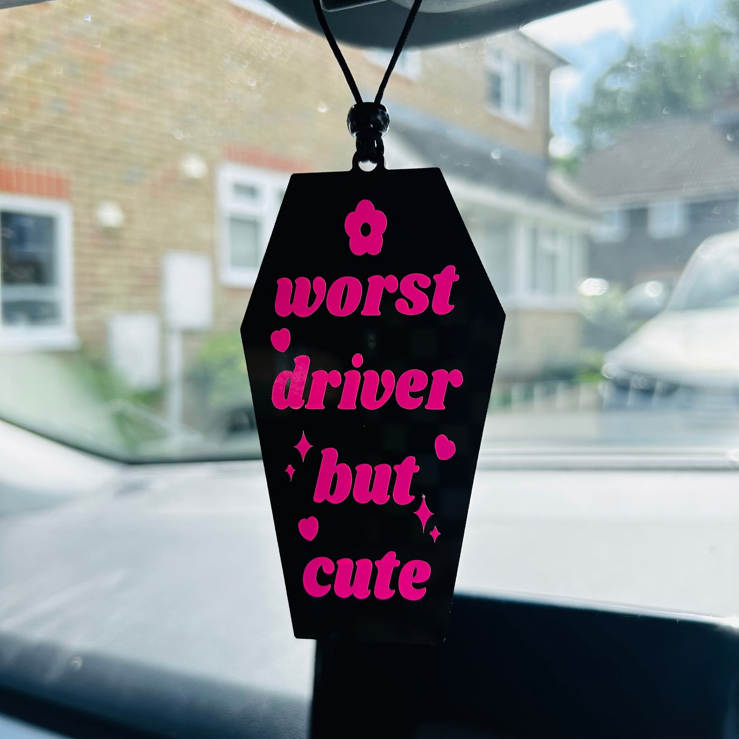 Worst Driver But Cute (Black) - Car Hanger