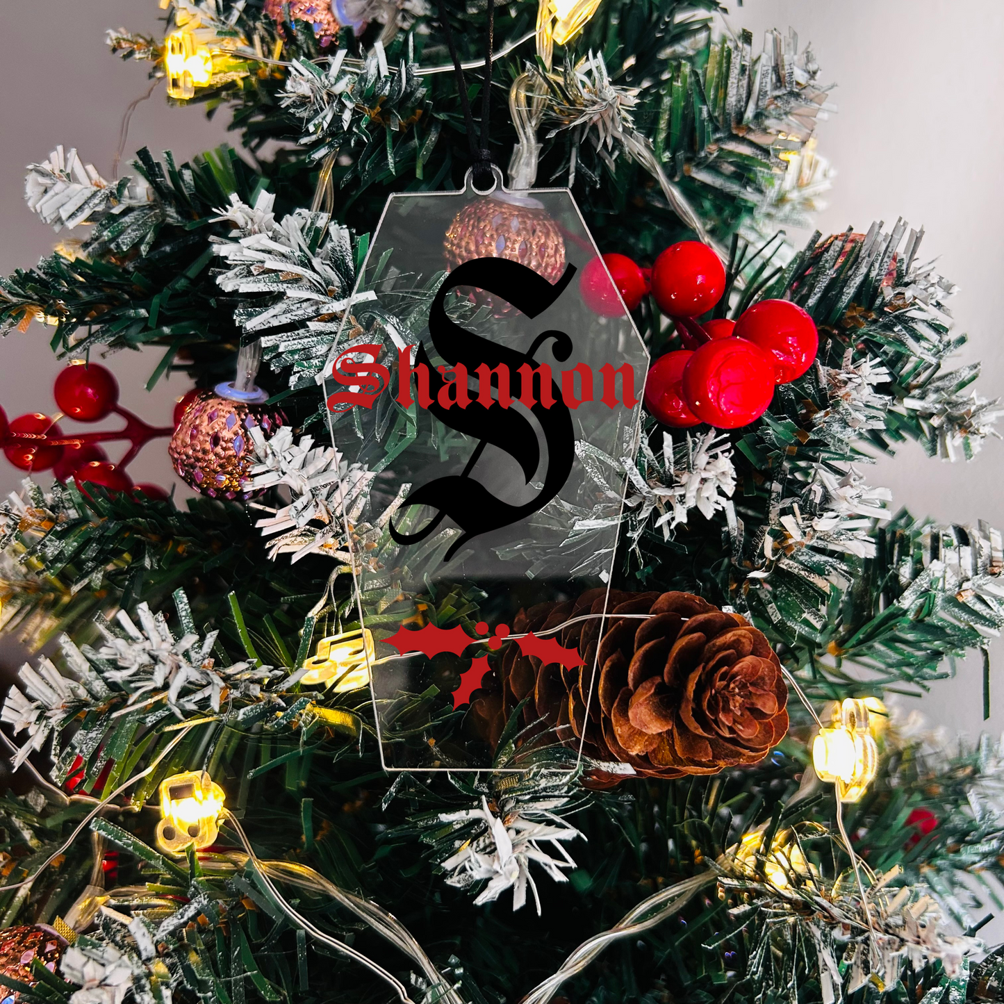 Clear Coffin Initial Bauble