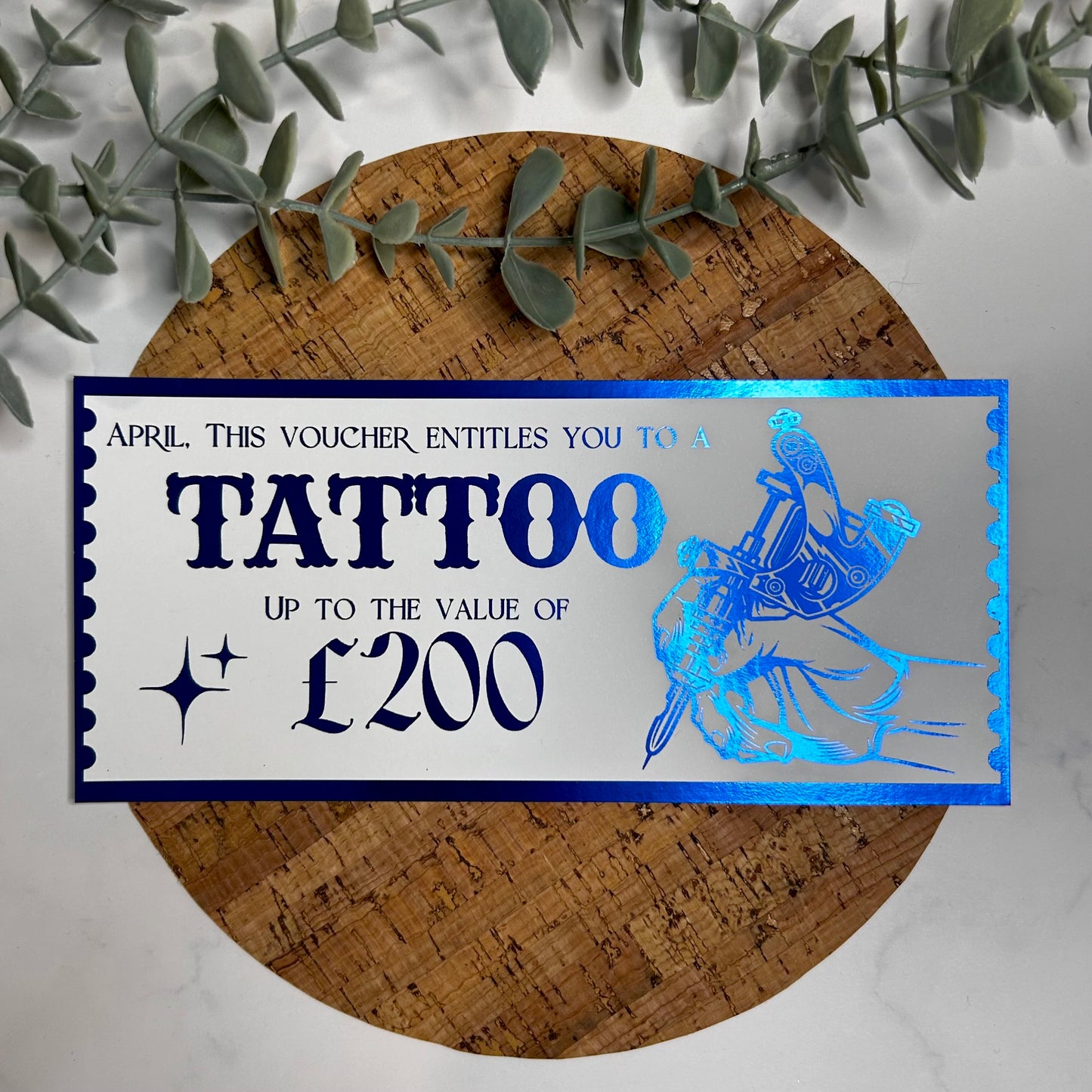 Personalised Tattoo Voucher - Tattoo Gun Design