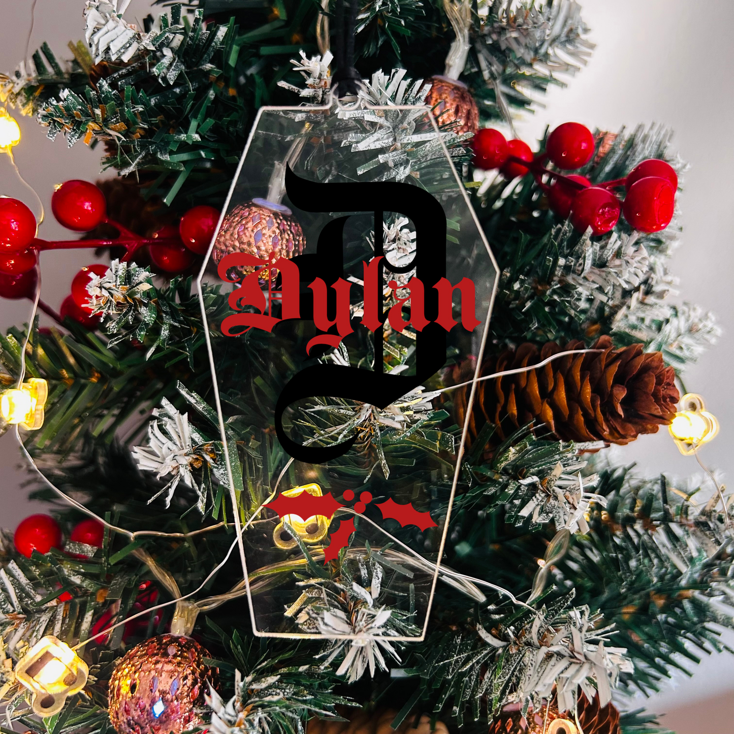 Clear Coffin Initial Bauble