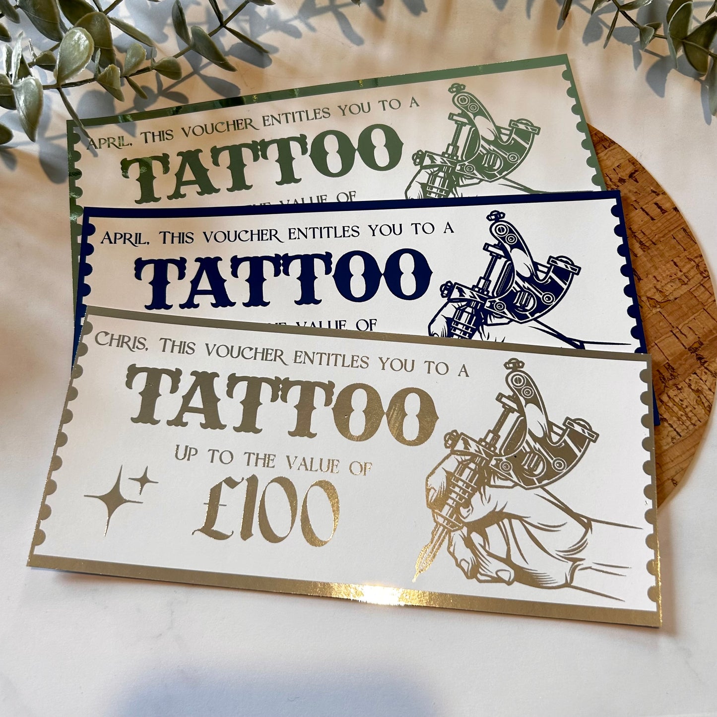 Personalised Tattoo Voucher - Tattoo Gun Design