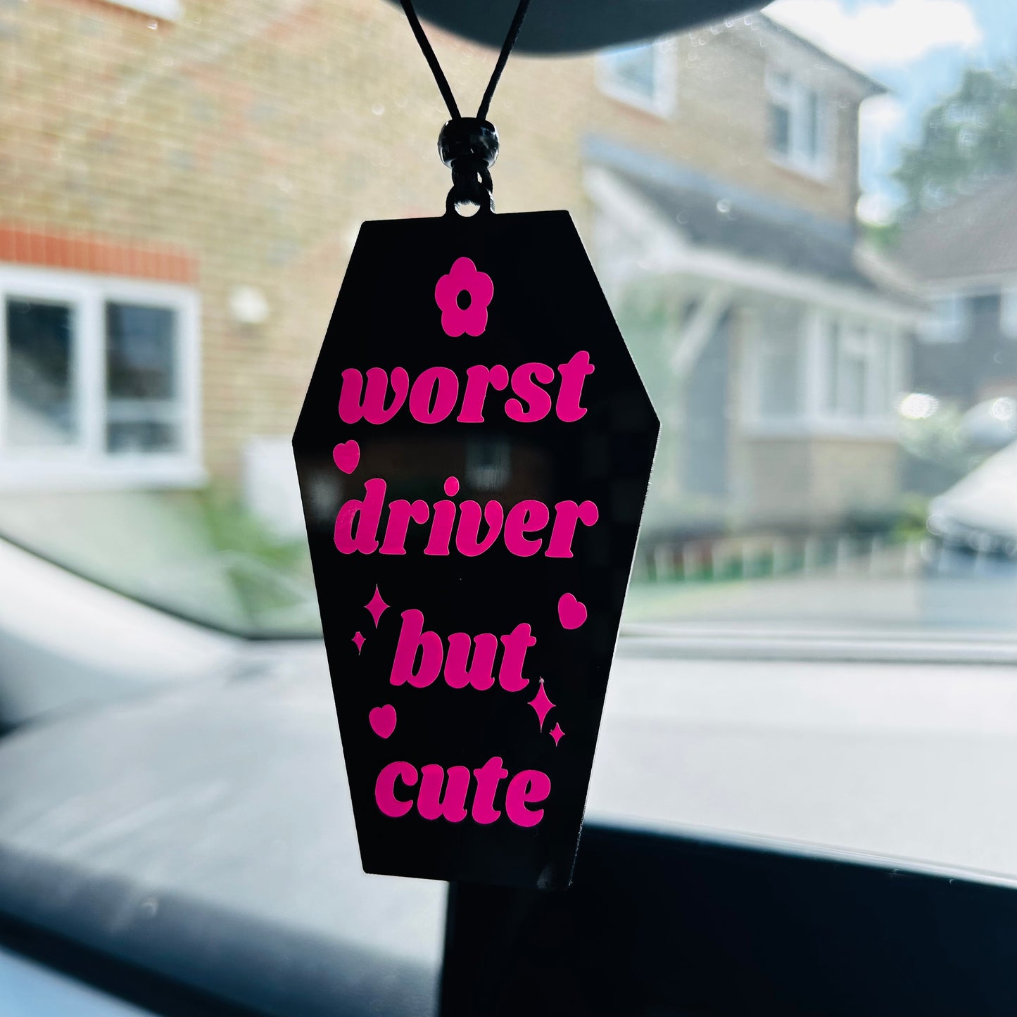 Worst Driver But Cute (Black) - Car Hanger