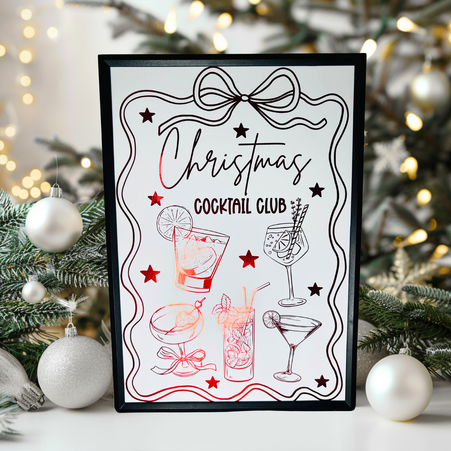 Christmas Cocktail Foiled Print