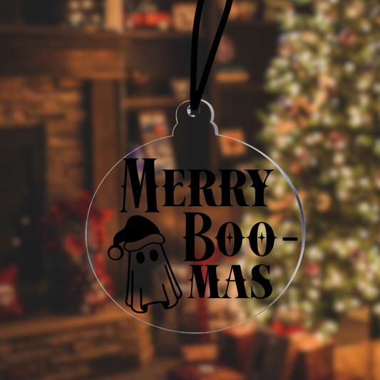 Ghost Christmas Decoration, Gothic Tree Hanger, Merry Boo-Mas, Spooky Home Decor, Alternative Christmas Decorations, Acrylic Circle Bauble