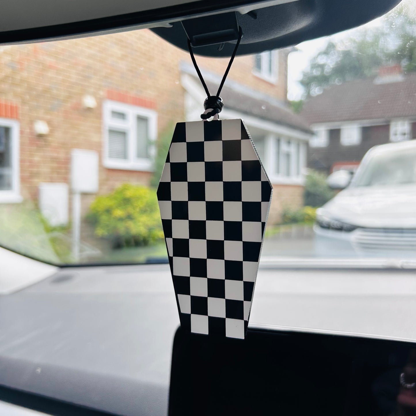 Checkered Coffin - Car Hanger