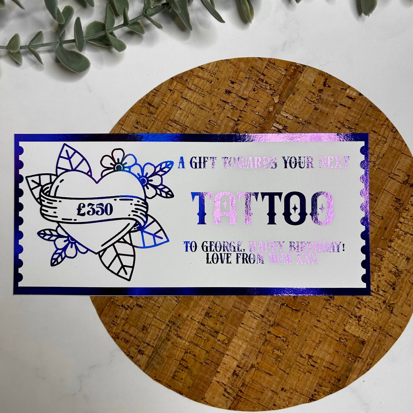 Personalised Tattoo Voucher (heart design)