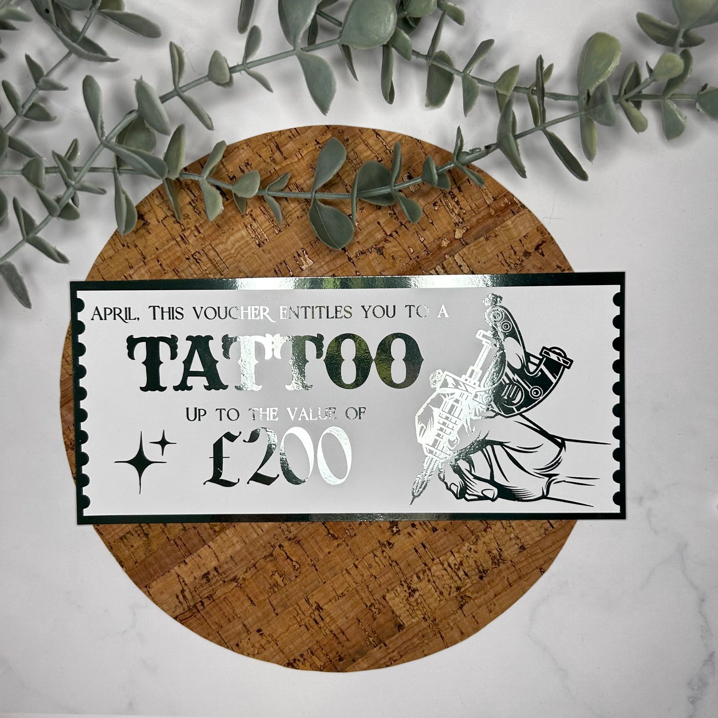 Personalised Tattoo Voucher - Tattoo Gun Design