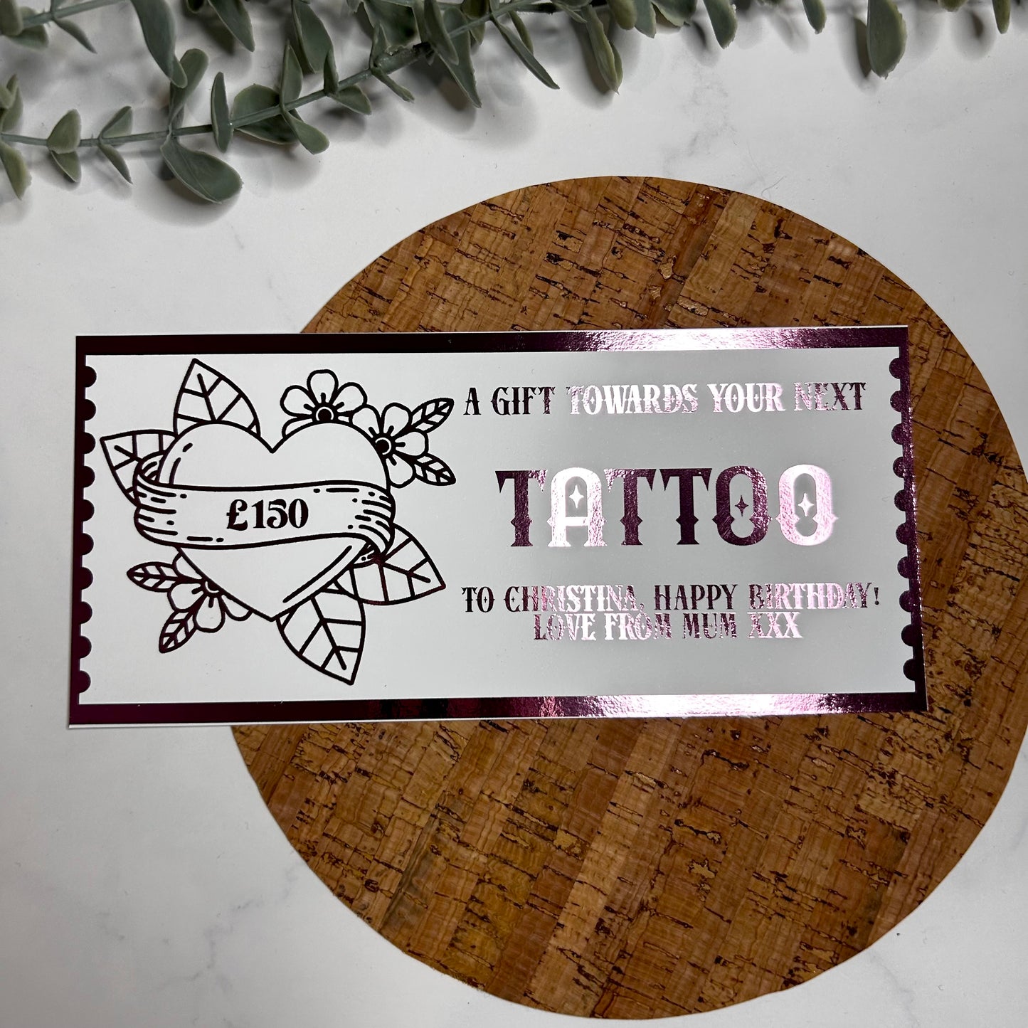 Personalised Tattoo Voucher (heart design)