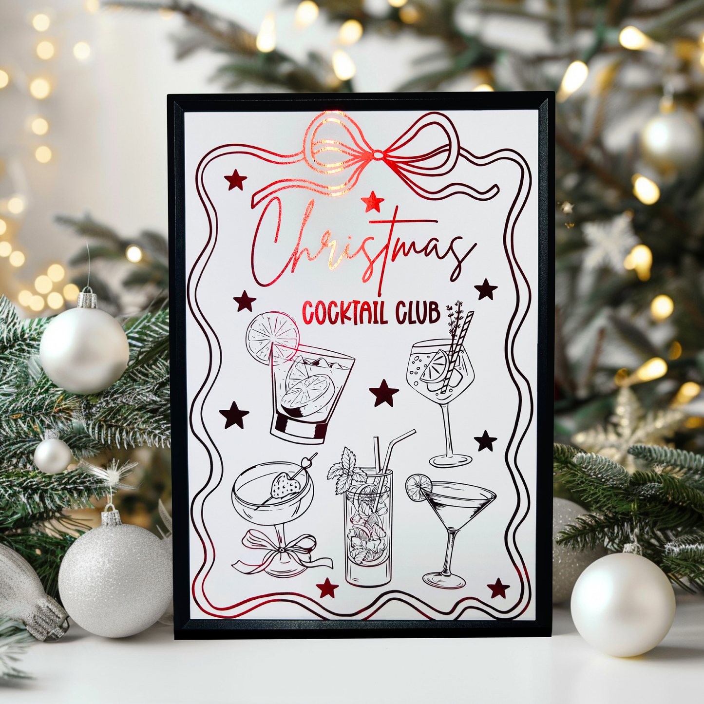 Christmas Cocktail Foiled Print