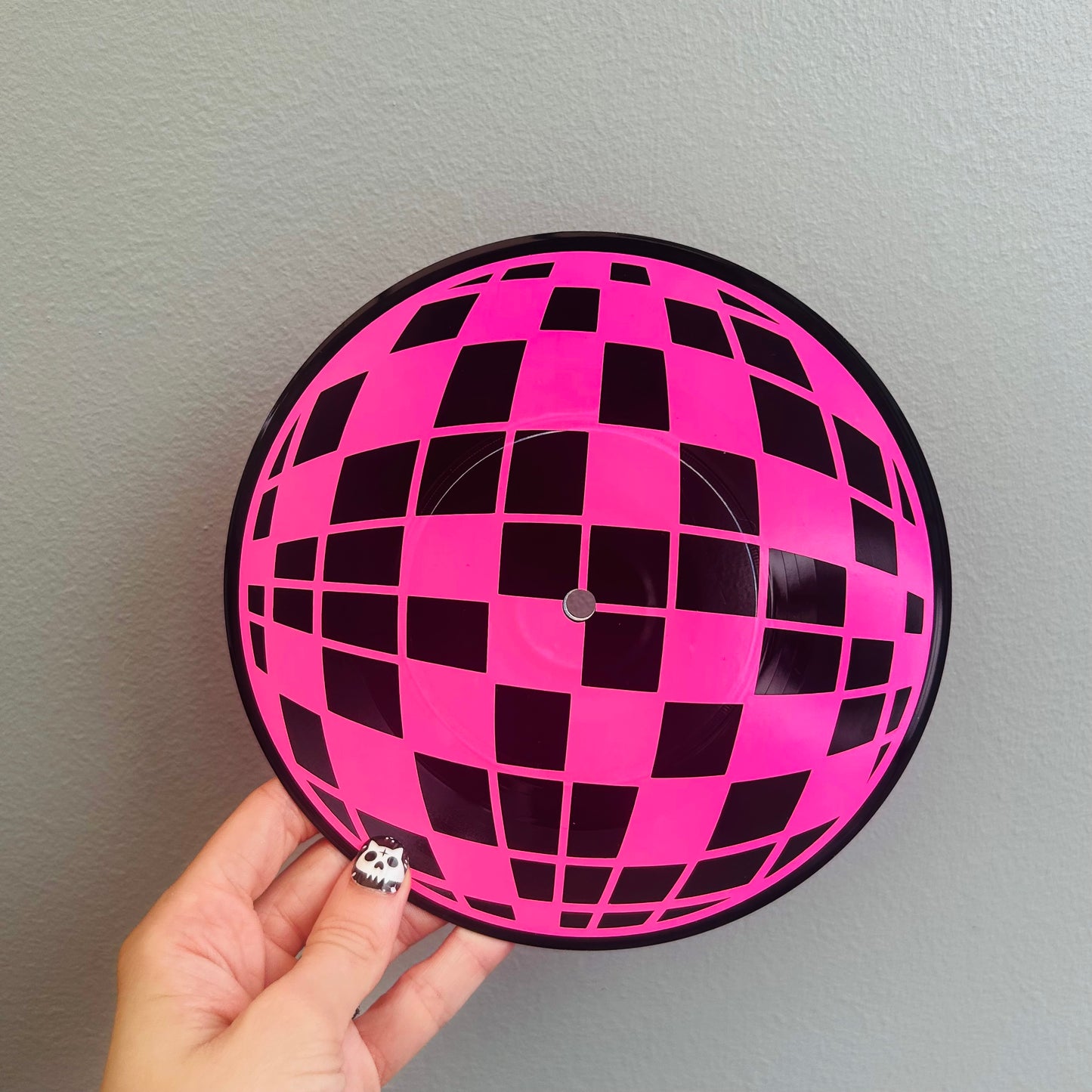 Hot Pink Disco Ball- Vinyl Record Wall Hanging