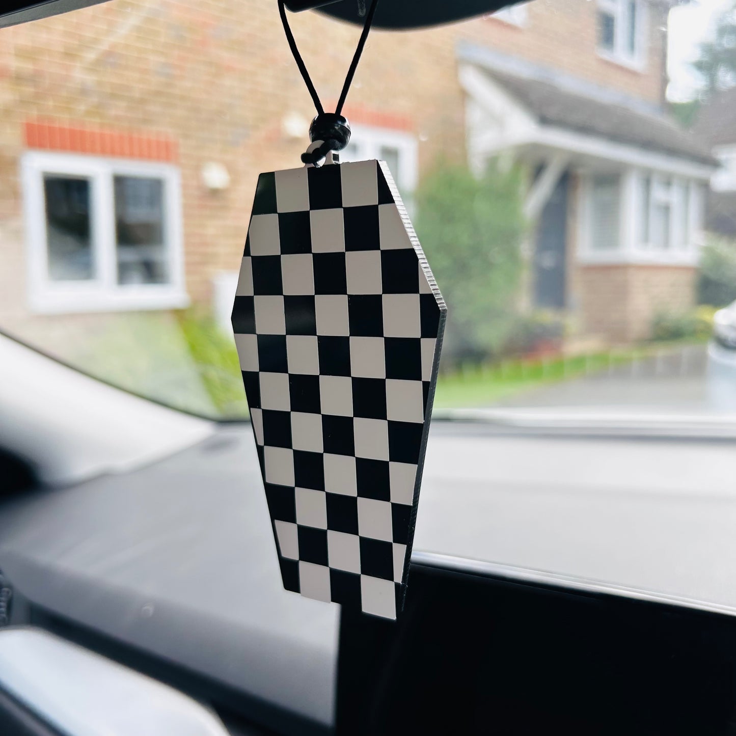 Checkered Coffin - Car Hanger