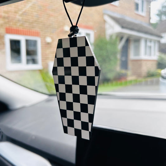 Checkered Coffin - Car Hanger