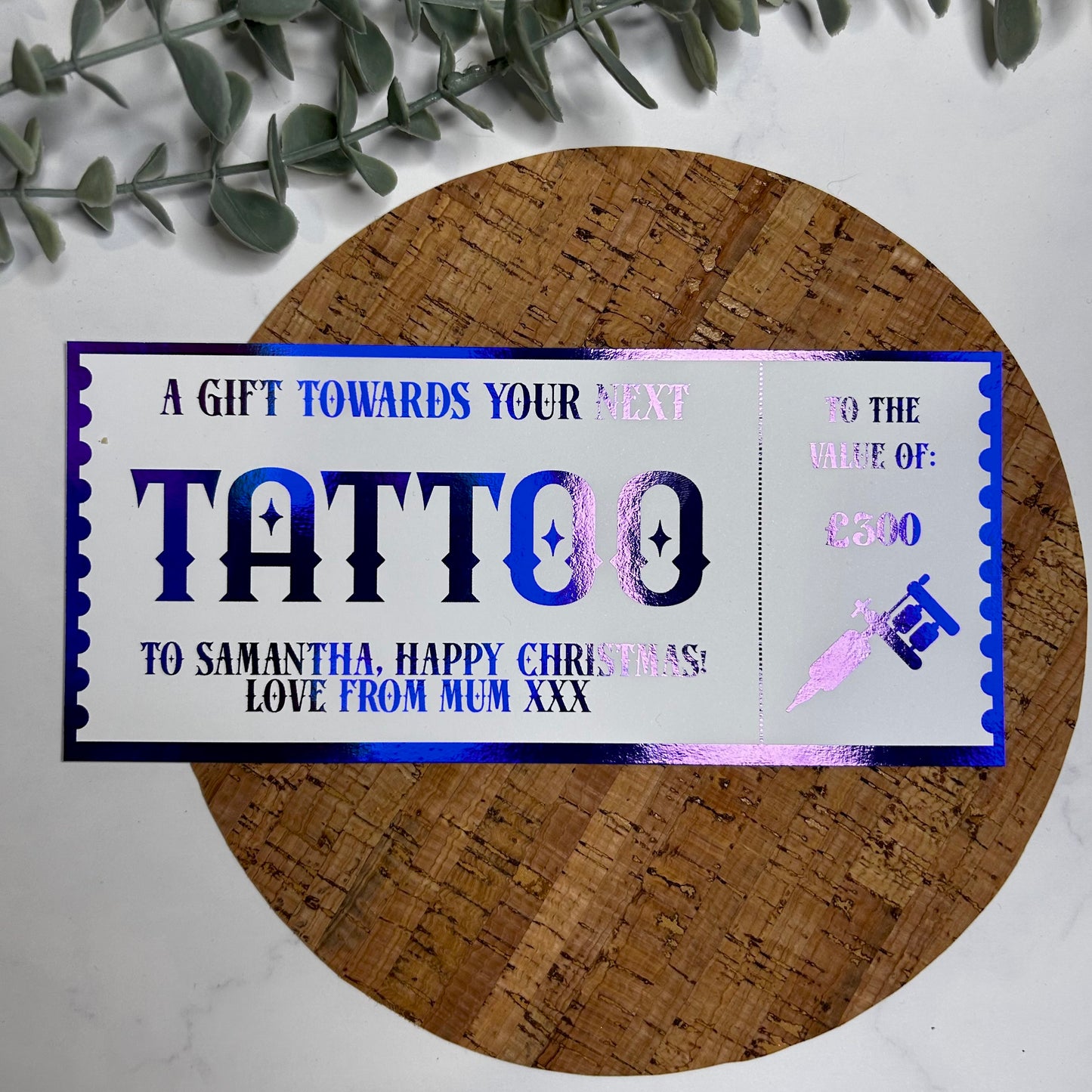 Personalised Tattoo Voucher - Tattoo Gun Design
