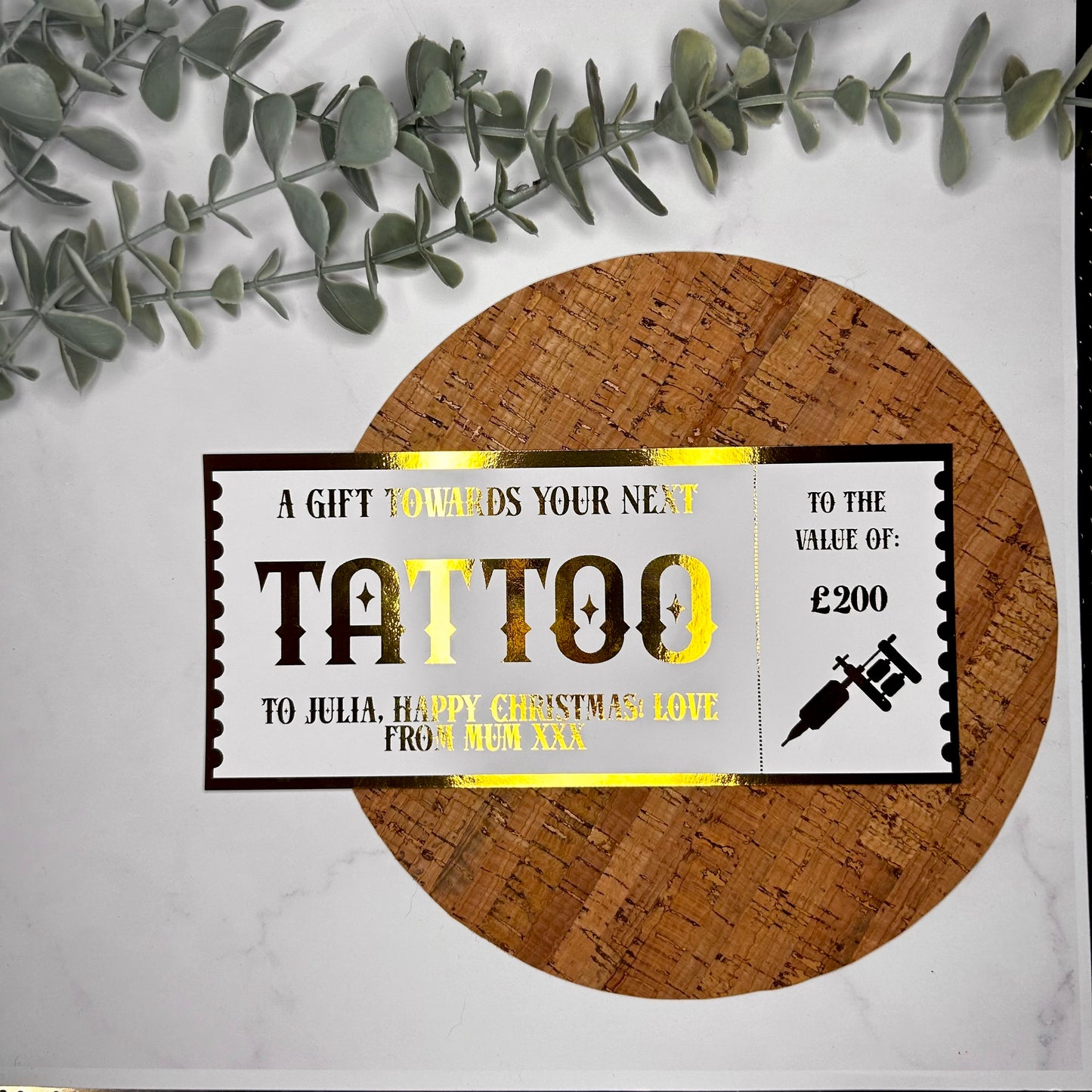 Personalised Tattoo Voucher - Tattoo Gun Design