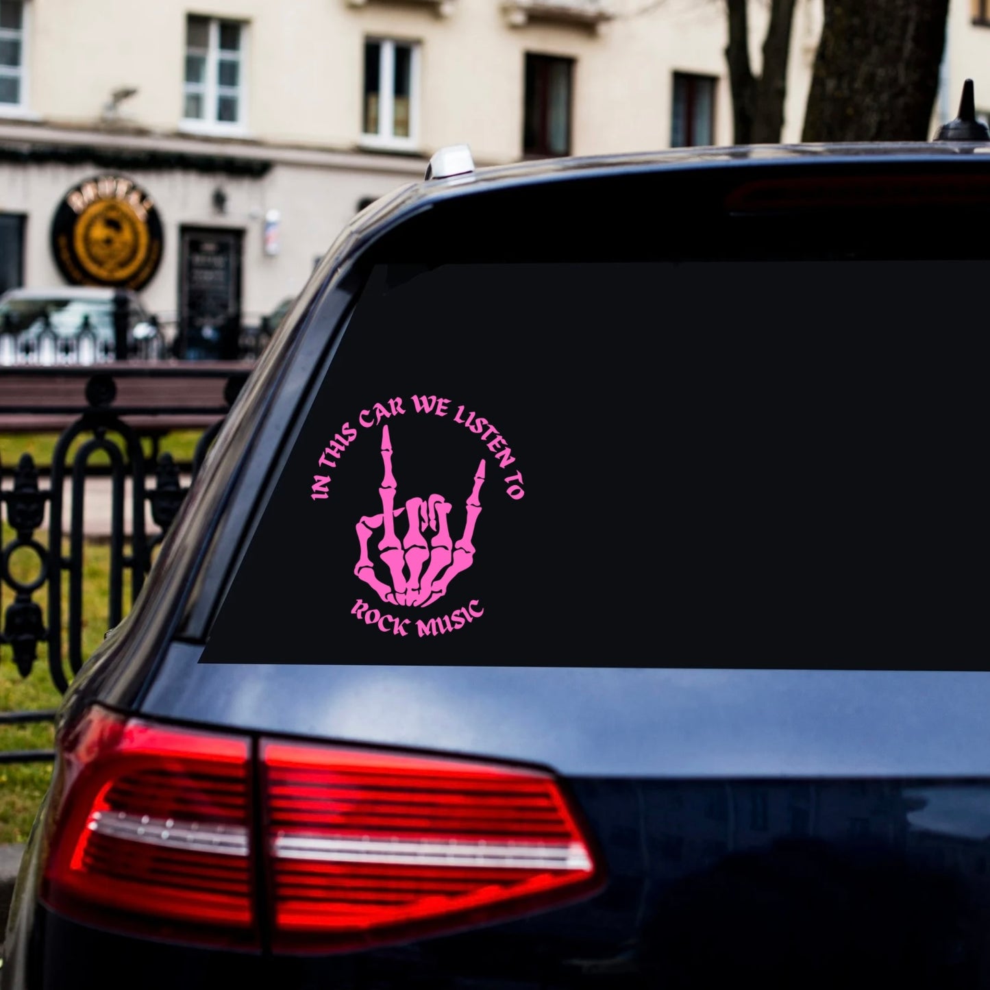 In this car we listen to rock music