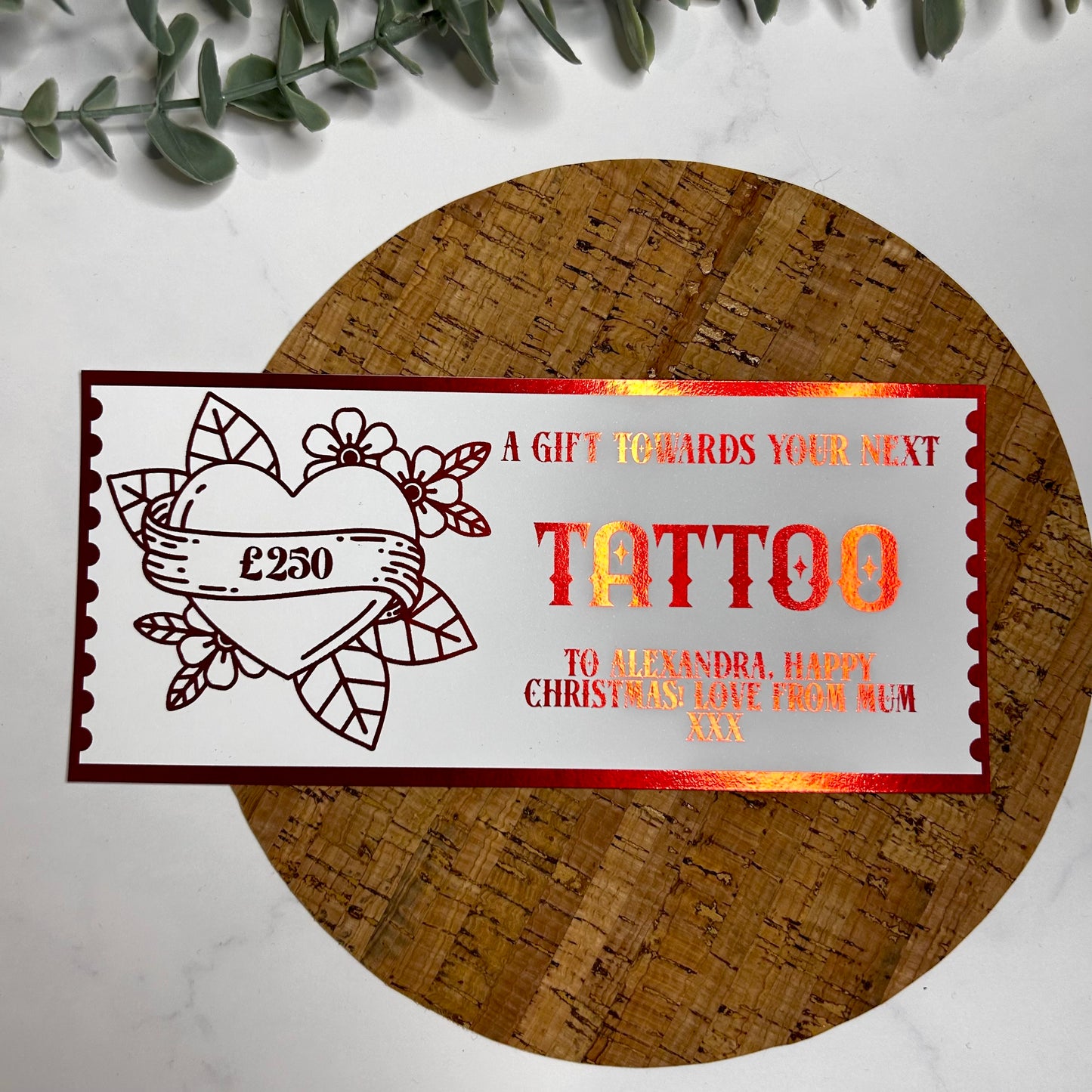 Personalised Tattoo Voucher (heart design)