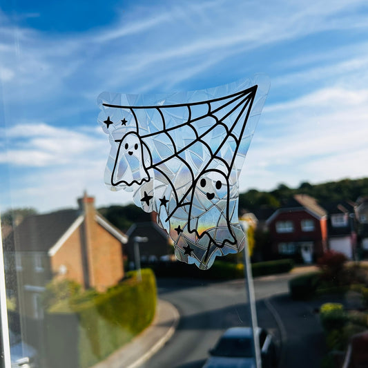 Cobweb and Ghost Window Sticker - Suncatcher