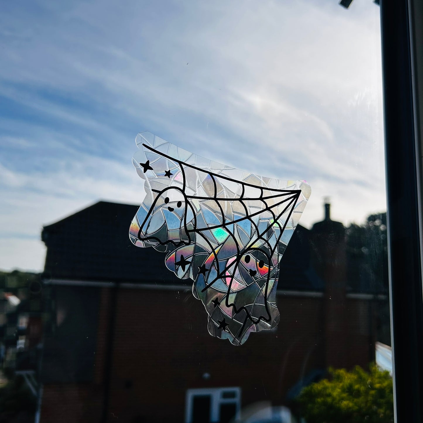 Cobweb and Ghost Window Sticker - Suncatcher