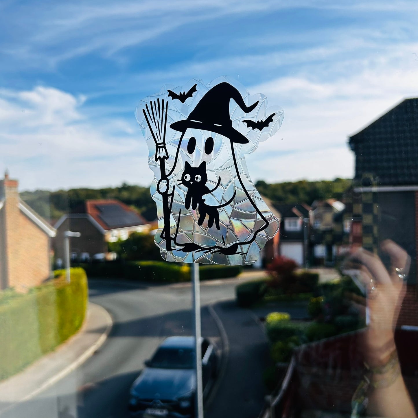 Ghost and cat Window Sticker - Suncatcher