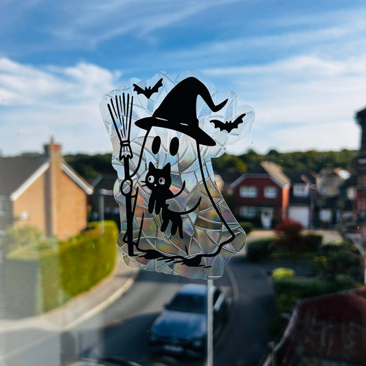 Ghost and cat Window Sticker - Suncatcher