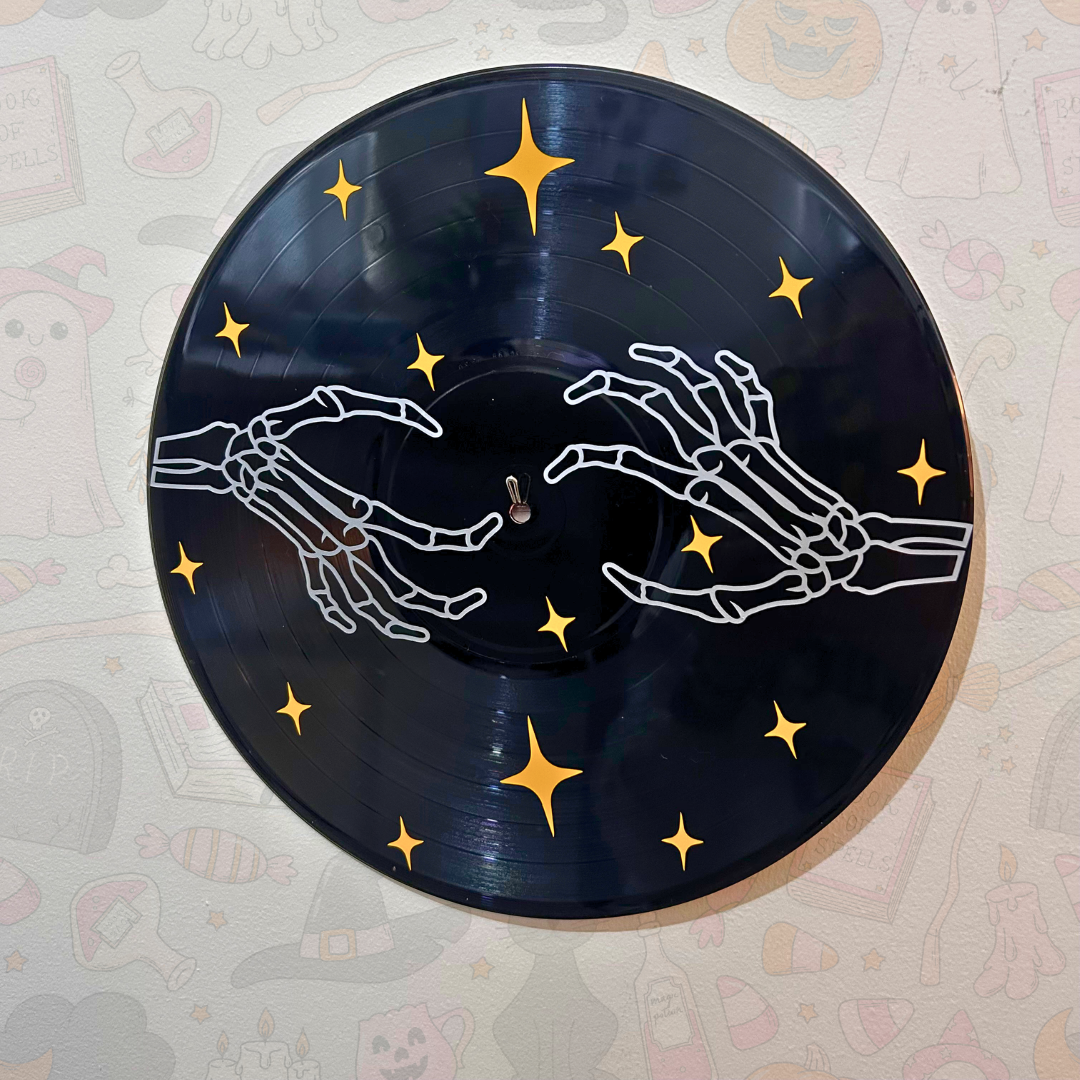 Skeleton Hands - Vinyl Record Wall Hanging