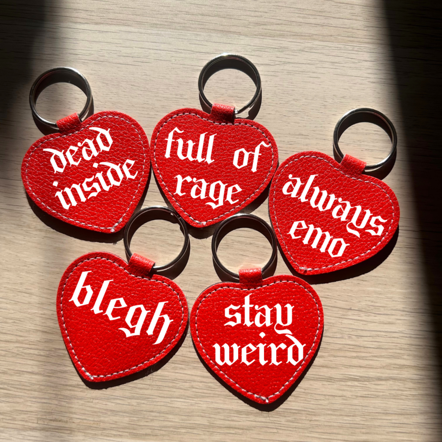 Red Faux Leather Heart Keyring