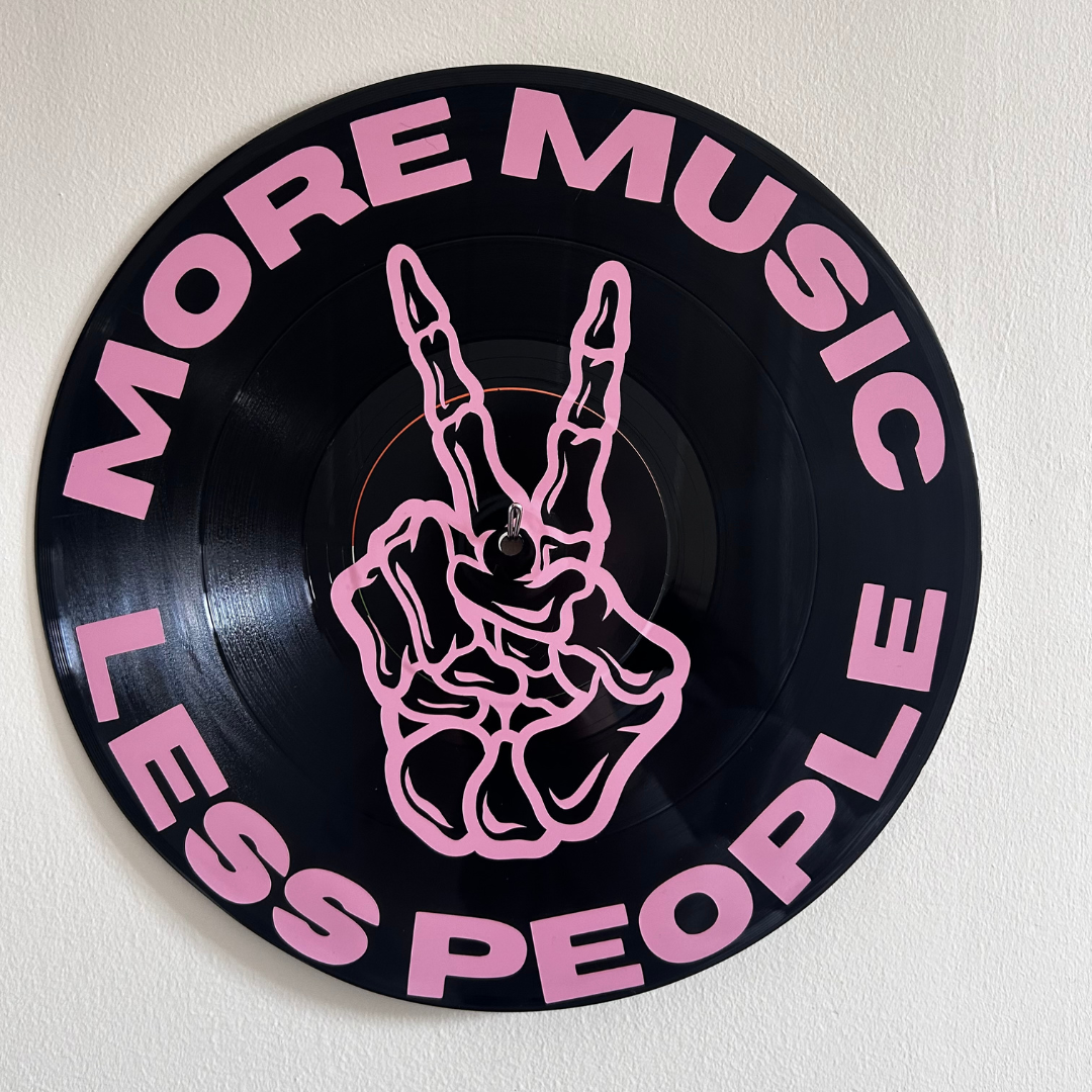 More Music Less People - 12 inch Vinyl Record Wall Hanging